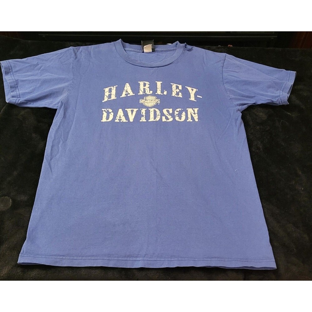 Harley Davidson Shirt Mens Large Blue USA Biker Motorcycle 2005 Vintage Y2K FAIR